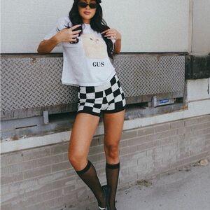 Dressed in LALA Cha Cha Checkerboard Knit Hot Pants